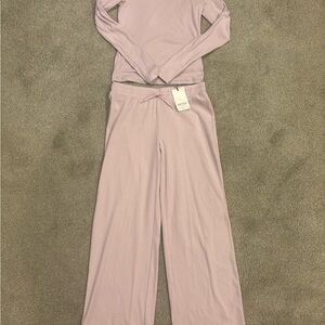 Aritzia Pink Ribbed Lounge Set